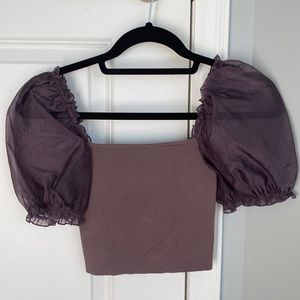 Aritzia Wilfred puff sleeve crop